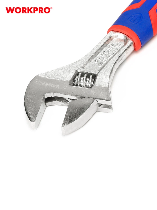 WORKPRO 150 mm o‘zgaruvchan kalit, xrom-vanadiy po‘lat, dyuym o‘lchovi, ergonomik tutqich
