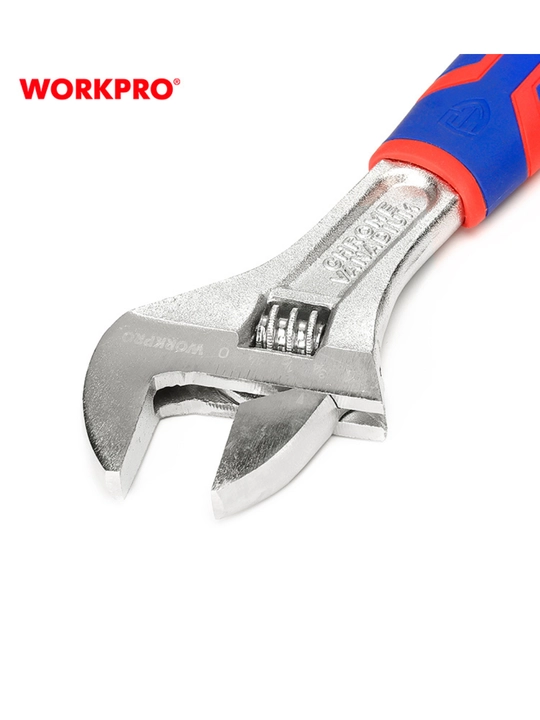 WORKPRO 150 mm o‘zgaruvchan kalit, xrom-vanadiy po‘lat, dyuym o‘lchovi, ergonomik tutqich