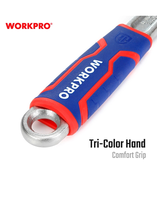 WORKPRO 150 mm o‘zgaruvchan kalit, xrom-vanadiy po‘lat, dyuym o‘lchovi, ergonomik tutqich