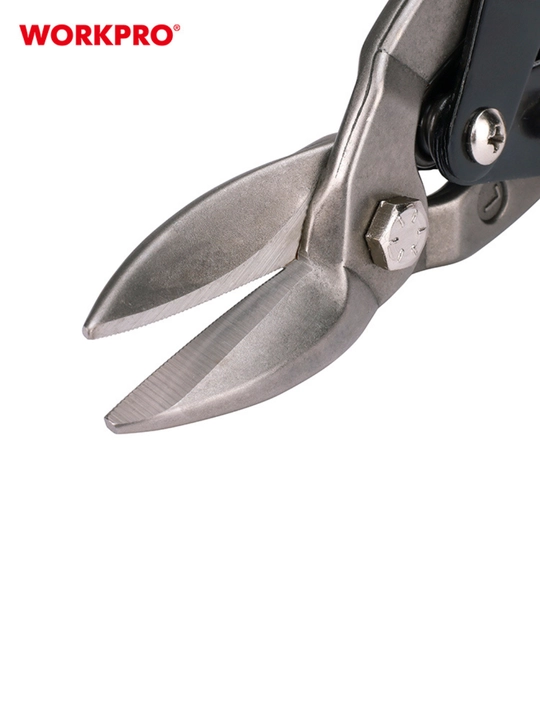 Aviatsiya qaychi WORKPRO, 250 mm, chap, metall uchun, xrom vanadiyli po'lat, tishli qirralar