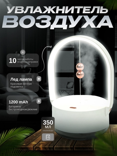 Увлажнитель воздуха, светодиодная лампа, ночник, для дома и офиса — FEMHOME-HOME825-БЕЛЫЙ