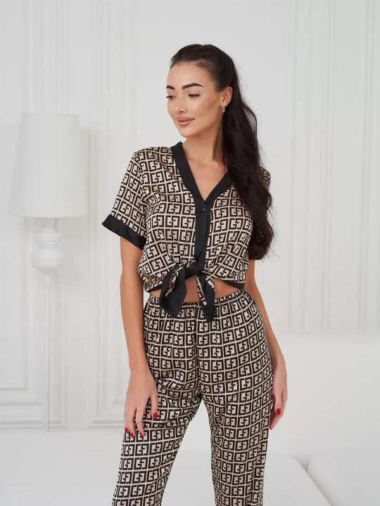 Shim va ko‘ylakli ipakli pijama