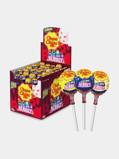 Леденцовая карамель Chupa Chups Баббли Кола Микс, 70 шт по 17гр - 