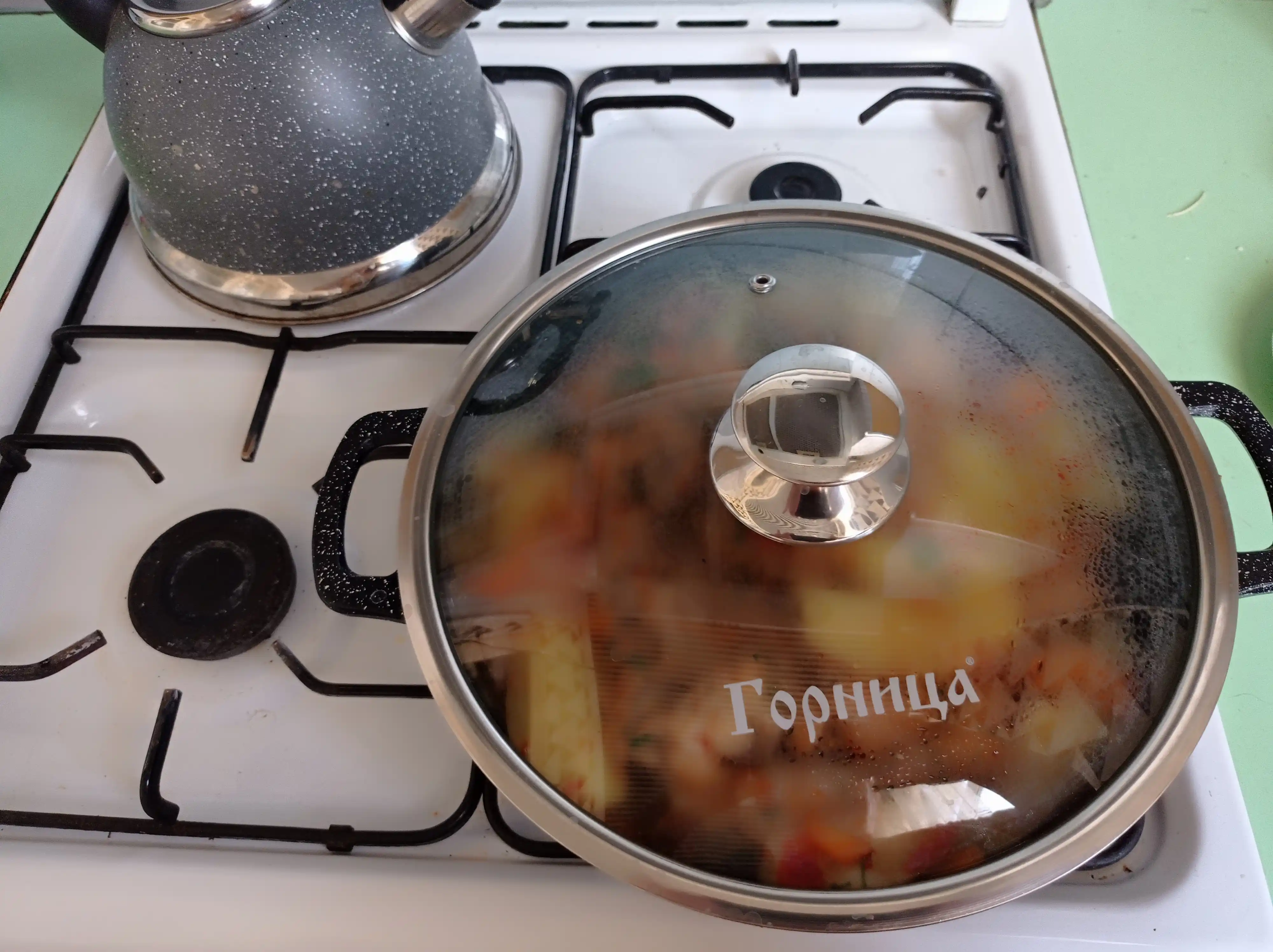 Жаровня Горница, с крышкой, гранит, с антипригарным покрытием