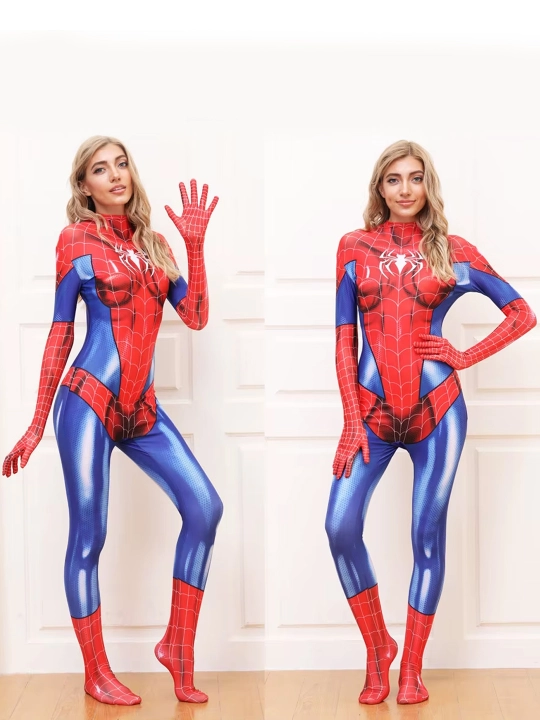 O'rgimchak odam kiyimi, ayollar uchun, elastik, niqobsiz, Spider man kostyumi