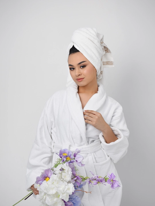 Халат махровый, для дома, бани, хлопок, Rania