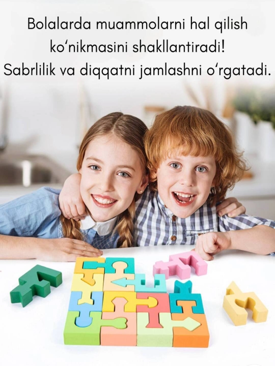 Rivojlantiruvchi yog'och pazl, montessori o‘rgatuvchi o‘yinchoq, bolalar uchun boshqotirma