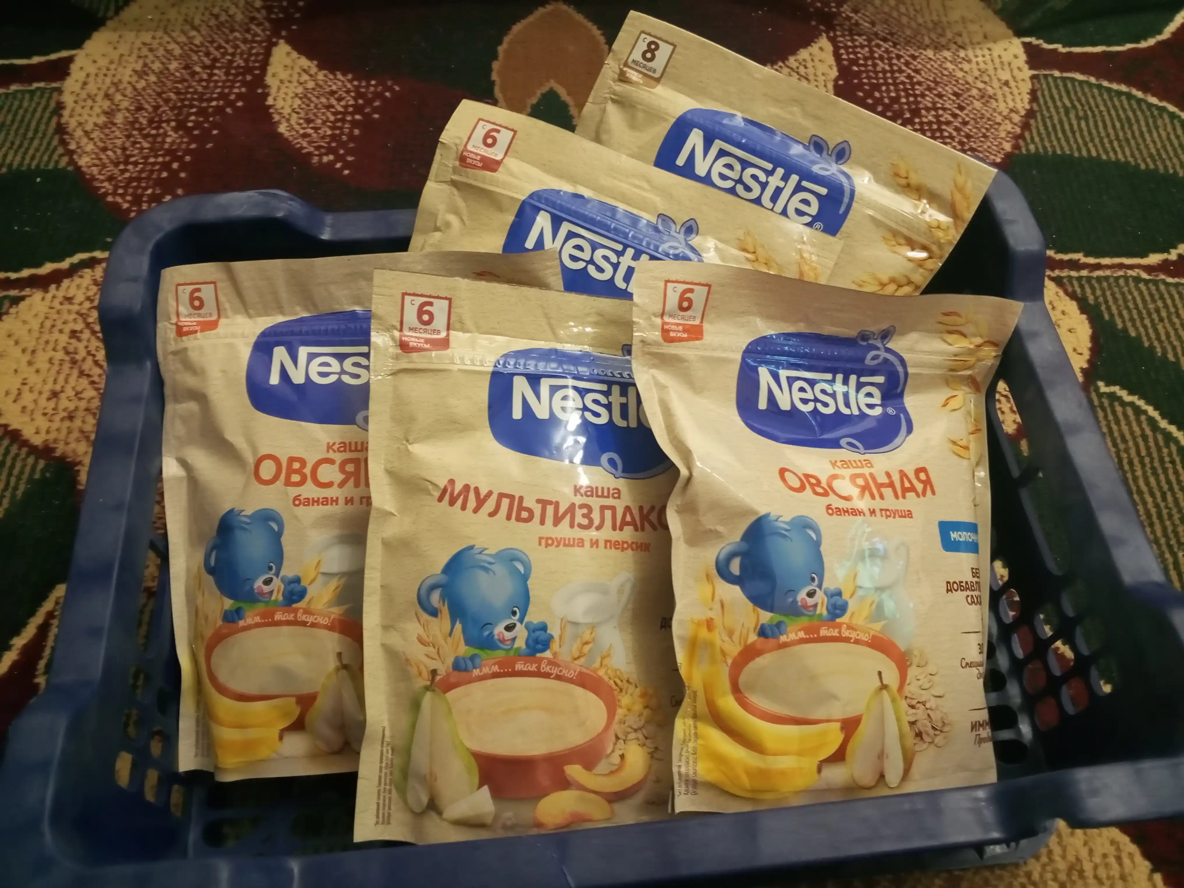 NESTLE® sutli ko‘pzraxli bo‘tqa, nok va shaftoli bilan, 6 oylikdan boshlab, 200 g