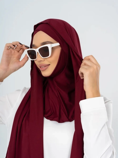 Двухслойный бони-шарф Калифорния, платок для женщин и девушек — HIJABCE-IKKTALI-БАГРОВ