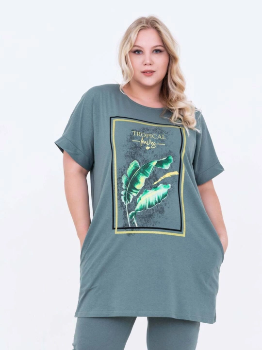 Ayollar uy kastyumi, 100% paxta, bridjli va cho'ntakli pijama to‘plami