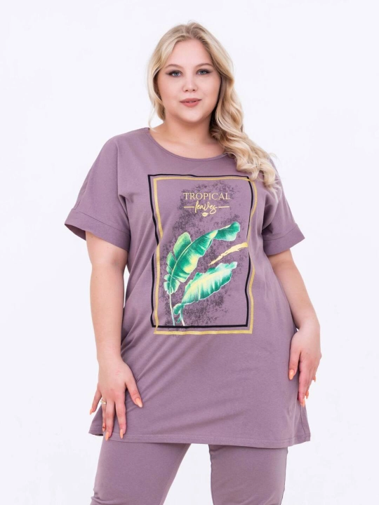 Ayollar uy kastyumi, 100% paxta, bridjli va cho'ntakli pijama to‘plami