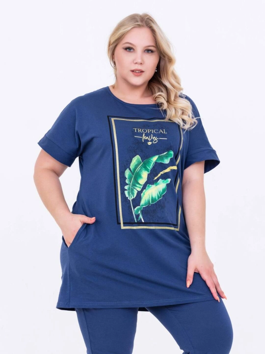 Ayollar uy kastyumi, 100% paxta, bridjli va cho'ntakli pijama to‘plami