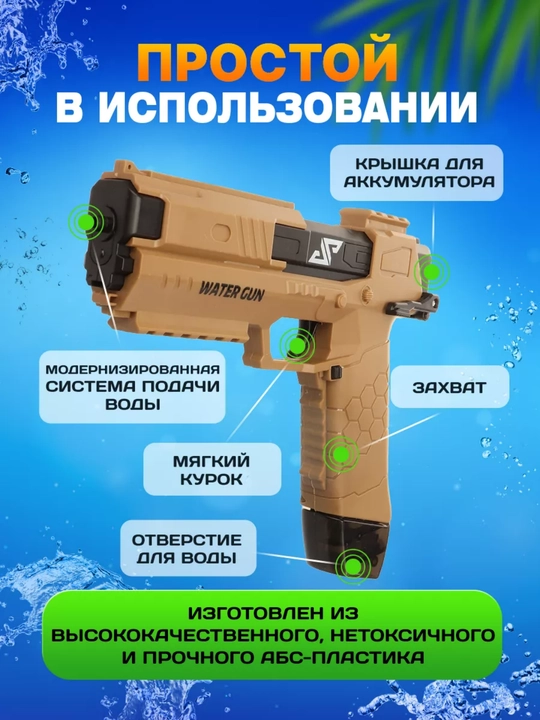Водяной пистолет, детский, электрический, Glock-18, бластер автоматический