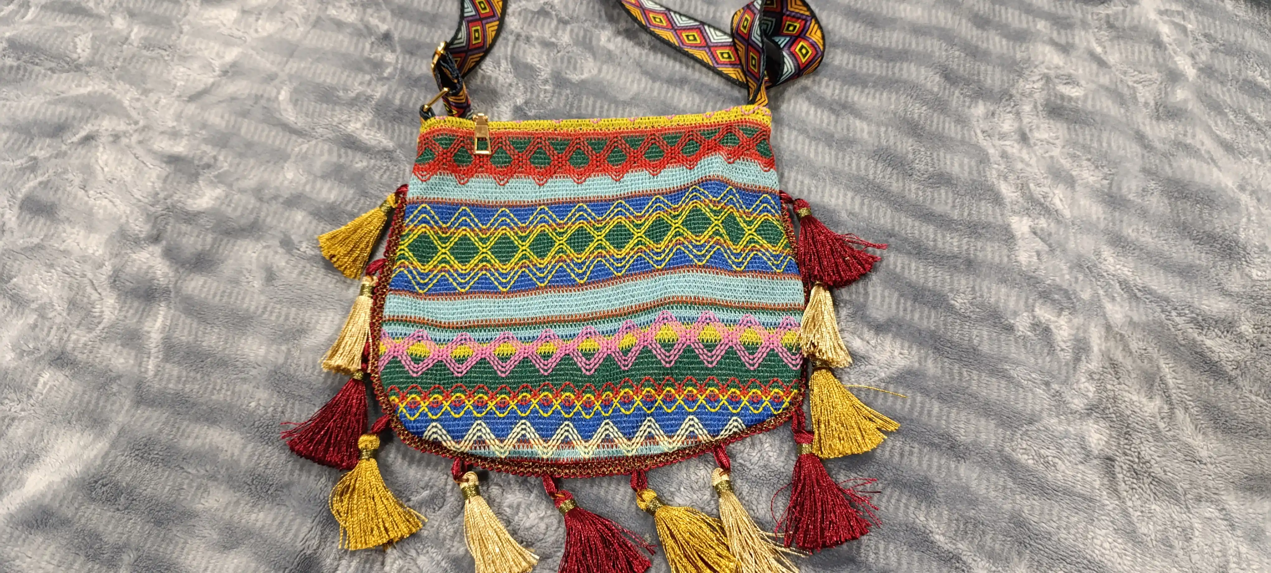 Sharqona boho uslubidagi ayollar sumkasi, kross bodi, tout