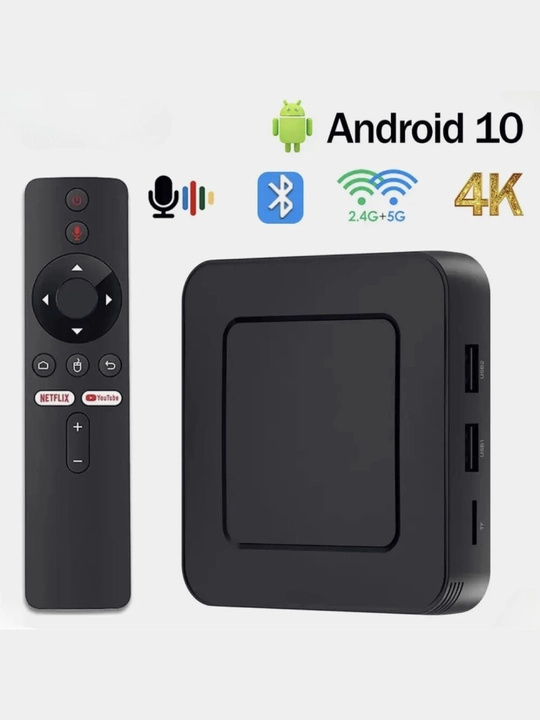 Смарт ТВ приставка Z6 2/8 ГБ, 4K HDR, Wi-Fi, Android TV, голосовое управление, Smart Tv Box