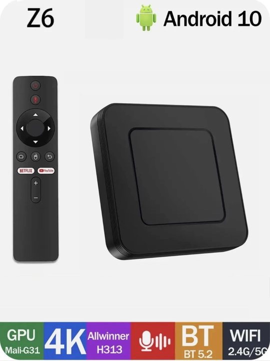 Смарт ТВ приставка Z6 2/8 ГБ, 4K HDR, Wi-Fi, Android TV, голосовое управление, Smart Tv Box