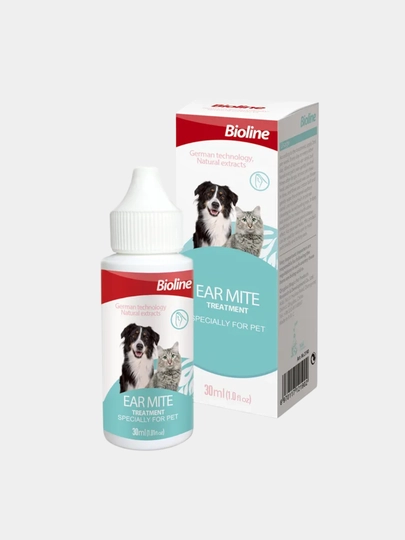 Bioline Ear Mite treatment Средство от ушного клеща для кошек и собак, 30 мл