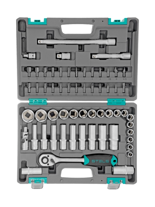 Asboblar to'plami STELS, 1/2", CrV, plastik qutida, 60 dona, 14103