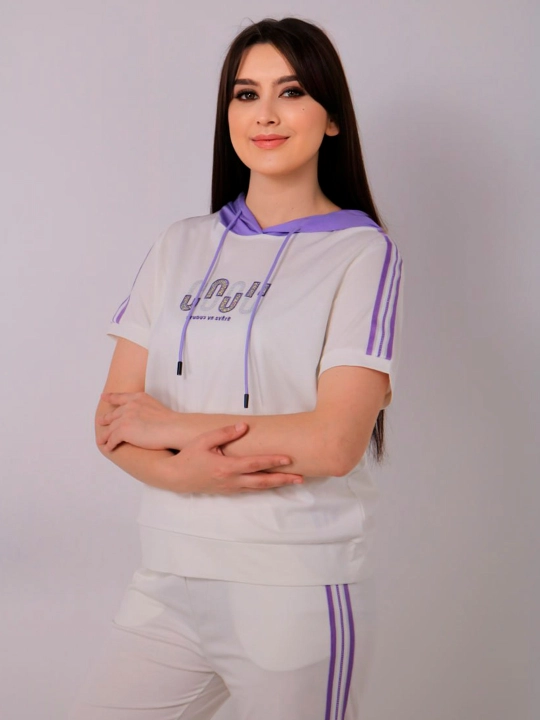 Ayollar to‘plami, futbolka + shim, katta o‘lcham, paxta