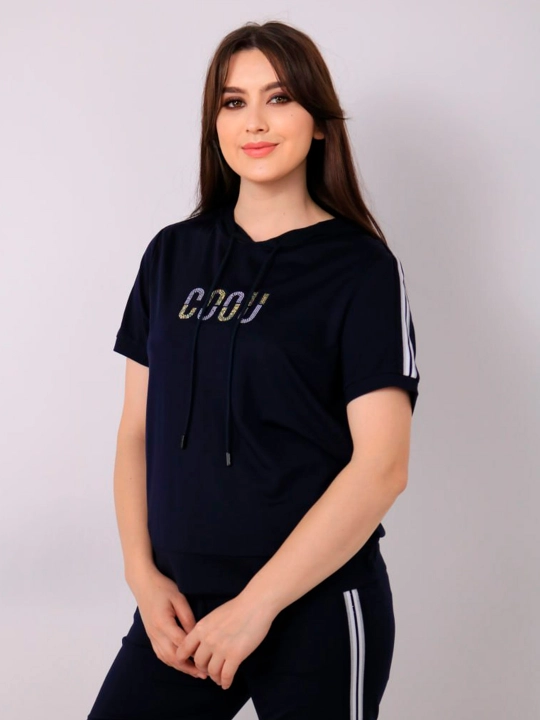 Ayollar to‘plami, futbolka + shim, katta o‘lcham, paxta