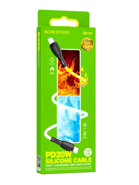 BOROFONE BX86 PD 20W силиконовый кабель, быстрая зарядка и передача данных, 1 м - 