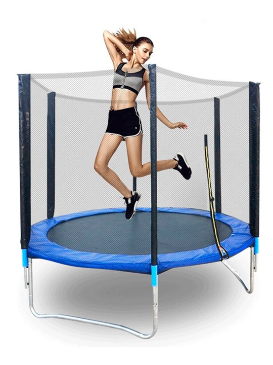 Ramkali batut Trampolin 6 fut Jump N Joy, 183 sm, himoya tarmog'i bilan