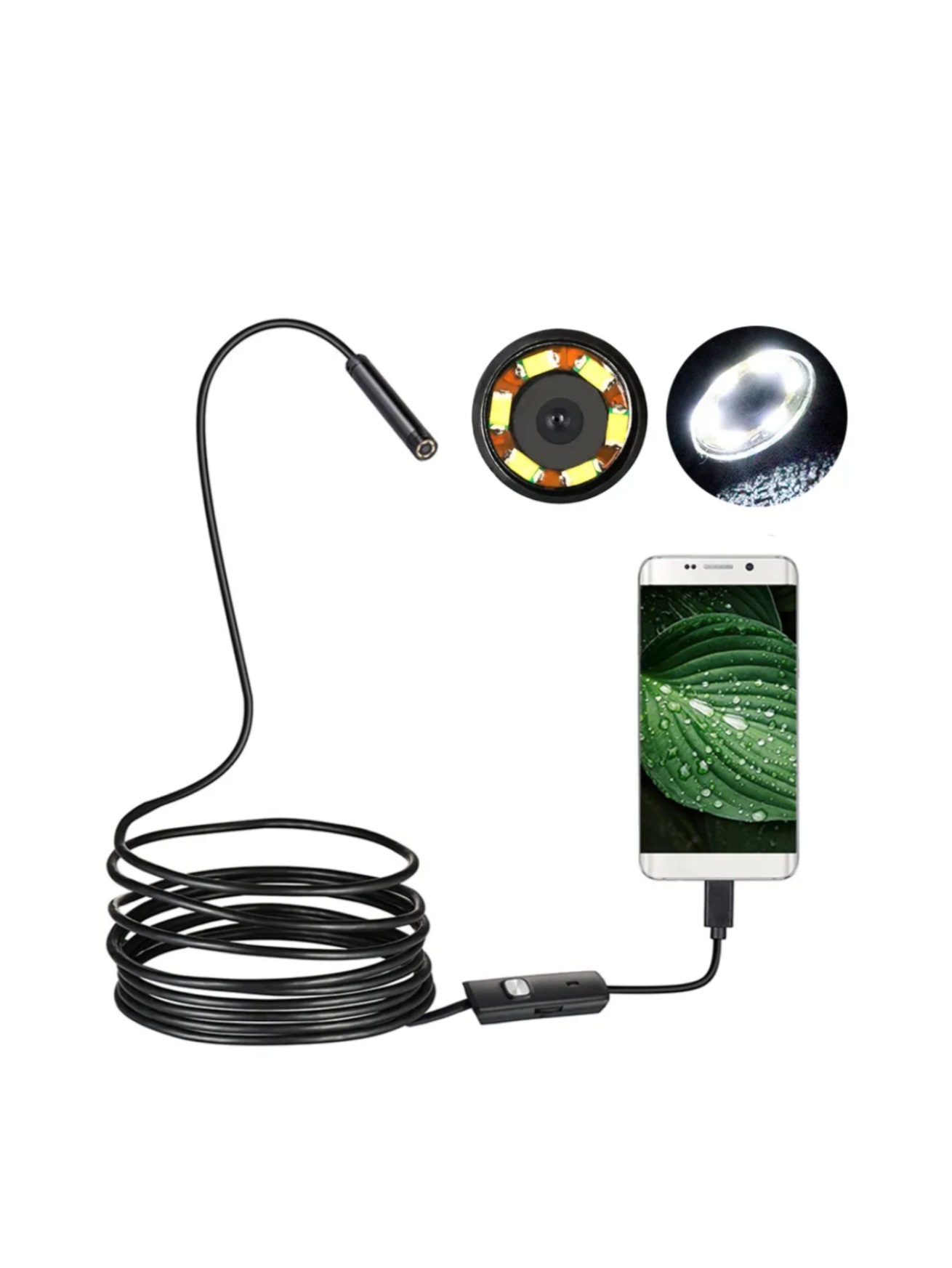 USB endoskop, Android, Windows uchun, 8 mm va 5.5 mm kamera, LED yoritgich, suv o‘tkazmas