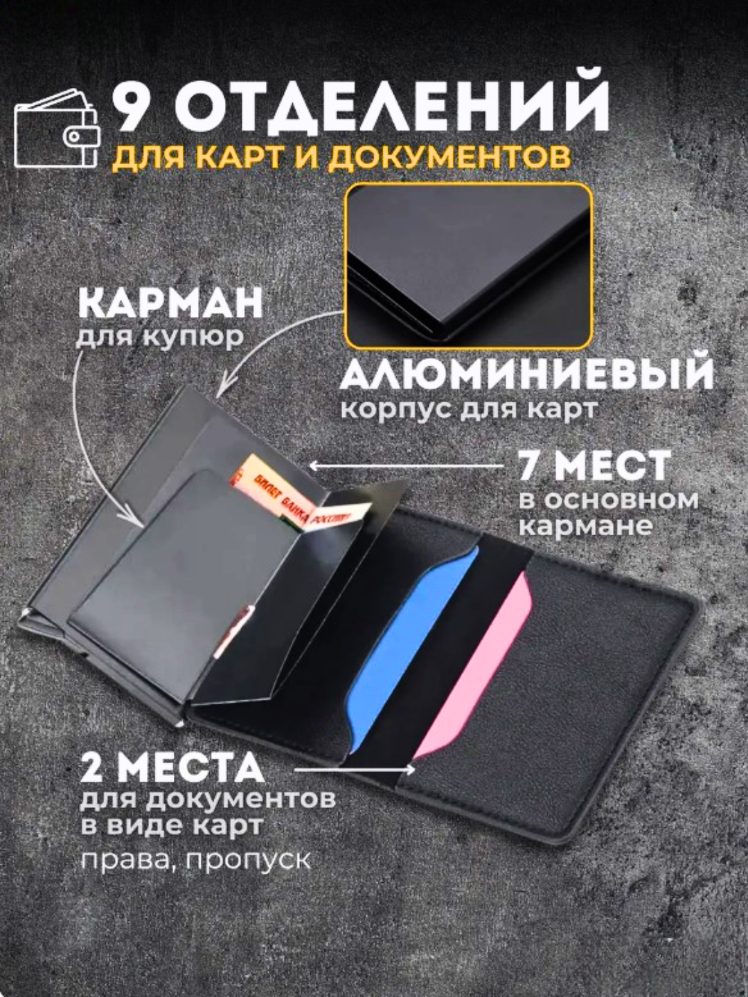 Kartxolder hamyon pul, bank kartasi, passport uchun