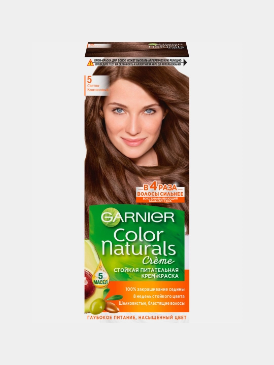 Крем-краска для волос Garnier Color Naturals, тон 5 светло-каштановый - 