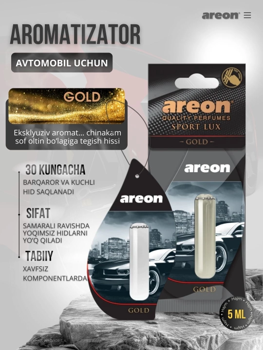 Ароматизатор для машины Areon Lux Sport Liquid, освежитель воздуха для авто, 5 мл