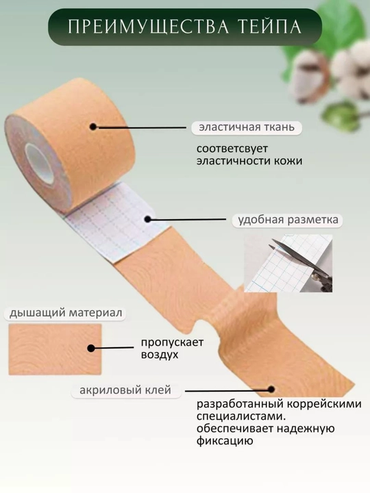 Кинезиотейп для лица и тела, спортивный, косметологический, против морщин, для мышц