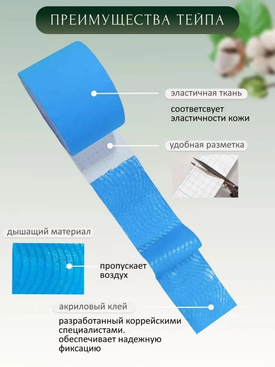Кинезиотейп для лица и тела, спортивный, косметологический, против морщин, для мышц