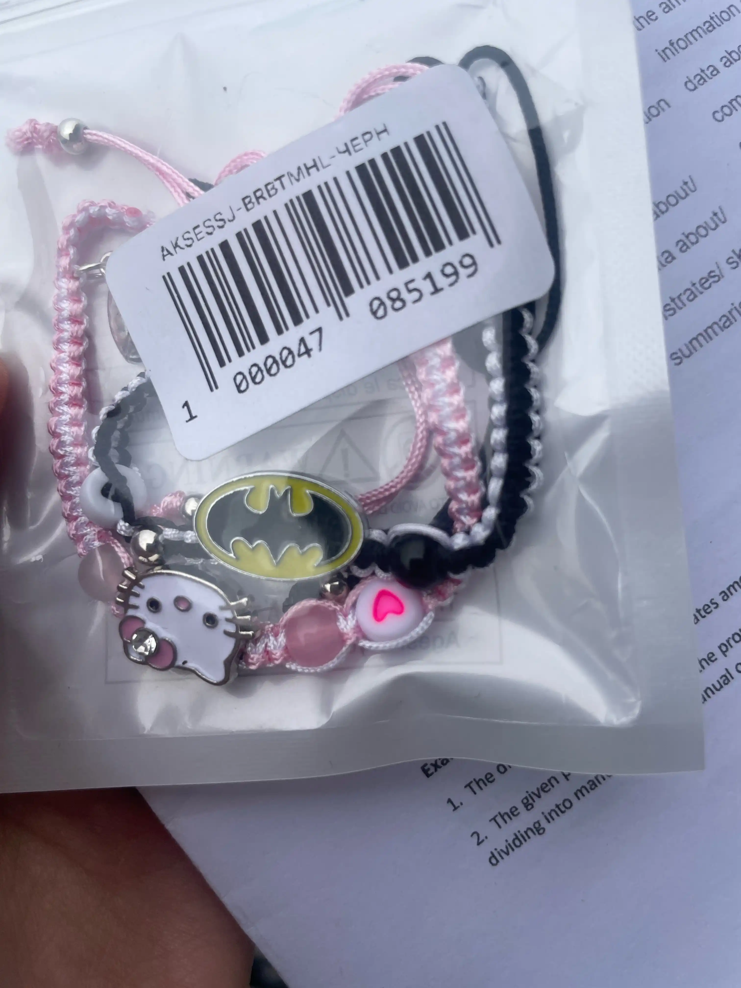 Парные магнитные браслеты "Hello Kitty" и "Batman" аксессуар для двоих, 2 шт