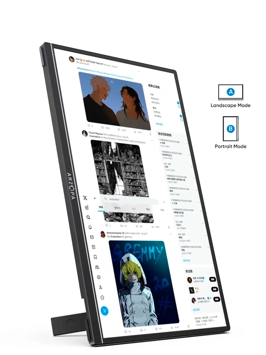 ARZOPA Z1RC1 kompyuter monitori, 16 dyuym, 60 Gts, IPS, portativ monitor dinamiklar bilan