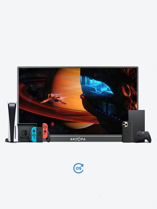 17.3", ARZOPA A1M FHD portativ monitor, 1920 x 1080, 60Hz, qora