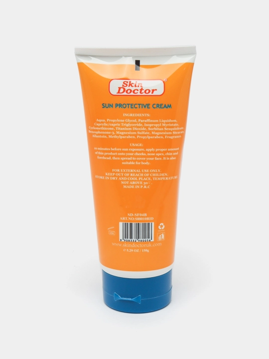 Krem quyoshga qarshi Skin Doctor SPF 80 PA+++, kokos yog'i bilan va vitamin E, 150 ml