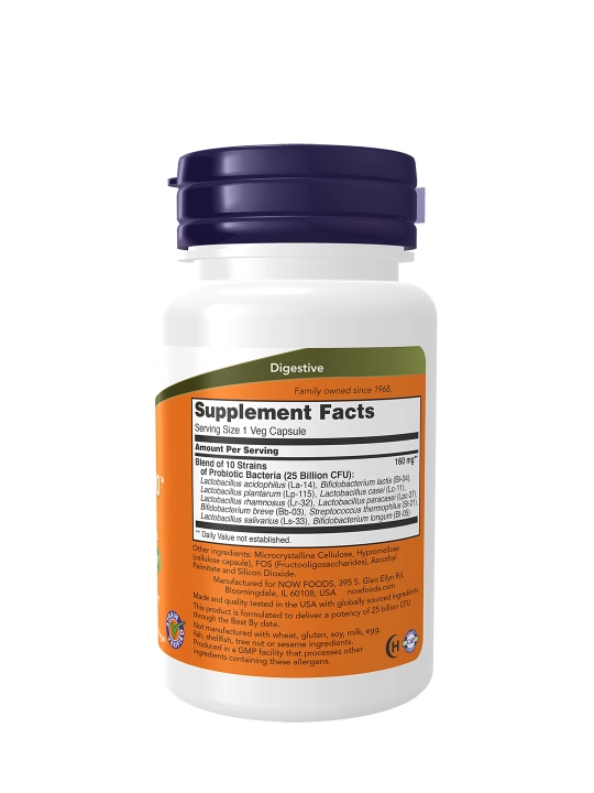 Probiotik NOW Foods Probiotic-10, 25 mlrd, 50 kapsula – ichaklar salomatligi