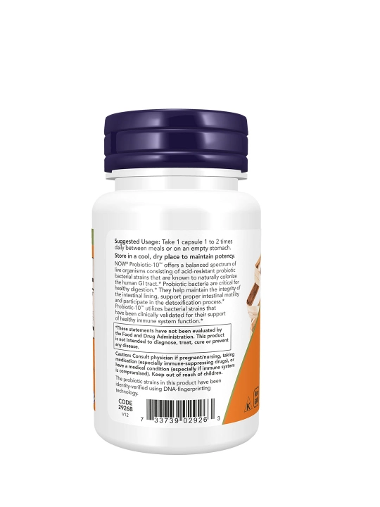 Probiotik NOW Foods Probiotic-10, 25 mlrd, 50 kapsula – ichaklar salomatligi