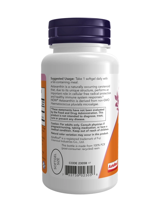 NOW Foods Астаксантин 4 мг, 90 капсул – мощный антиоксидант для молодости и зрения