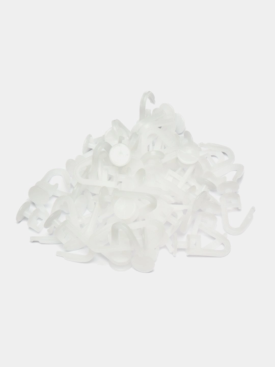 Pardalar uchun ilgaklar, plastik karnizlar uchun, 50 va 100 dona