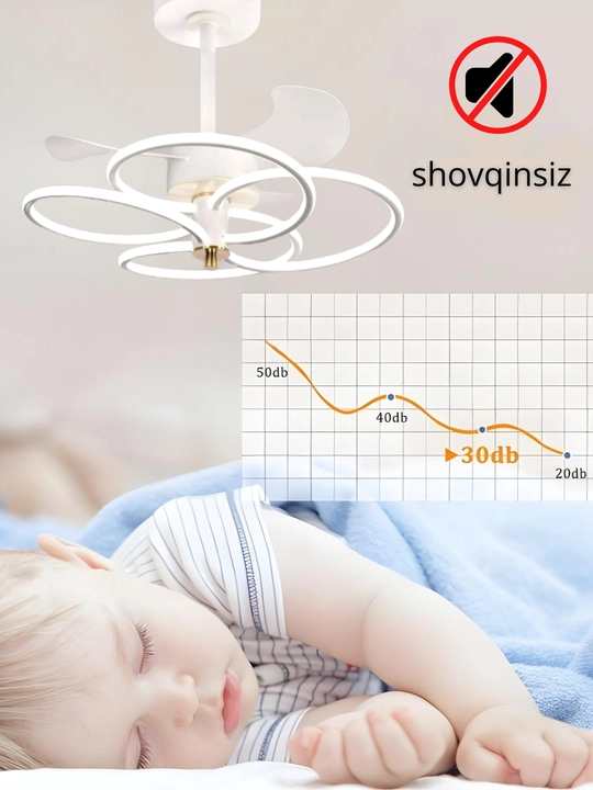 Pultli, shiftli, 3 ta yoritish rejimiga ega, 6 ta aylanish rejimiga ega LED chiroq-ventilyator
