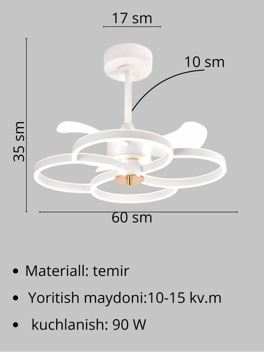Pultli, shiftli, 3 ta yoritish rejimiga ega, 6 ta aylanish rejimiga ega LED chiroq-ventilyator
