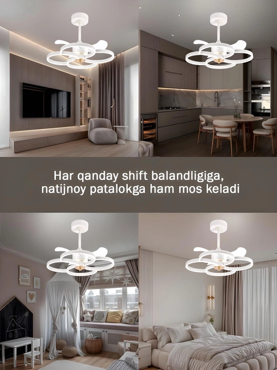 Pultli, shiftli, 3 ta yoritish rejimiga ega, 6 ta aylanish rejimiga ega LED chiroq-ventilyator
