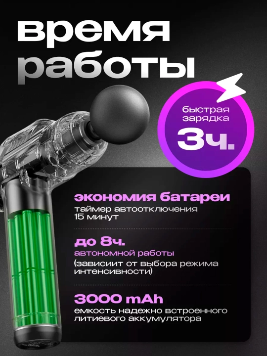 Massajor apparati, tana uchun perkussiya massajor Konka, 8 ta nasadkalar, 99 tezlik