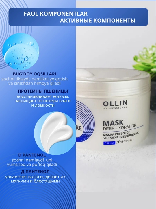 Маска для сухих, поврежденных, окрашенных волос, против выпадения, Ollin Professional