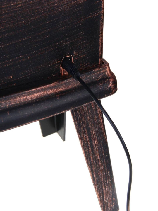 Soatli dekorativ kamin, tarmoq, batareyalar va USB orqali ishlaydi