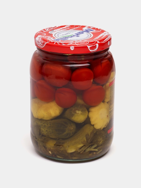 Маринованные томаты, корнишоны, перец болгарский, высший сорт