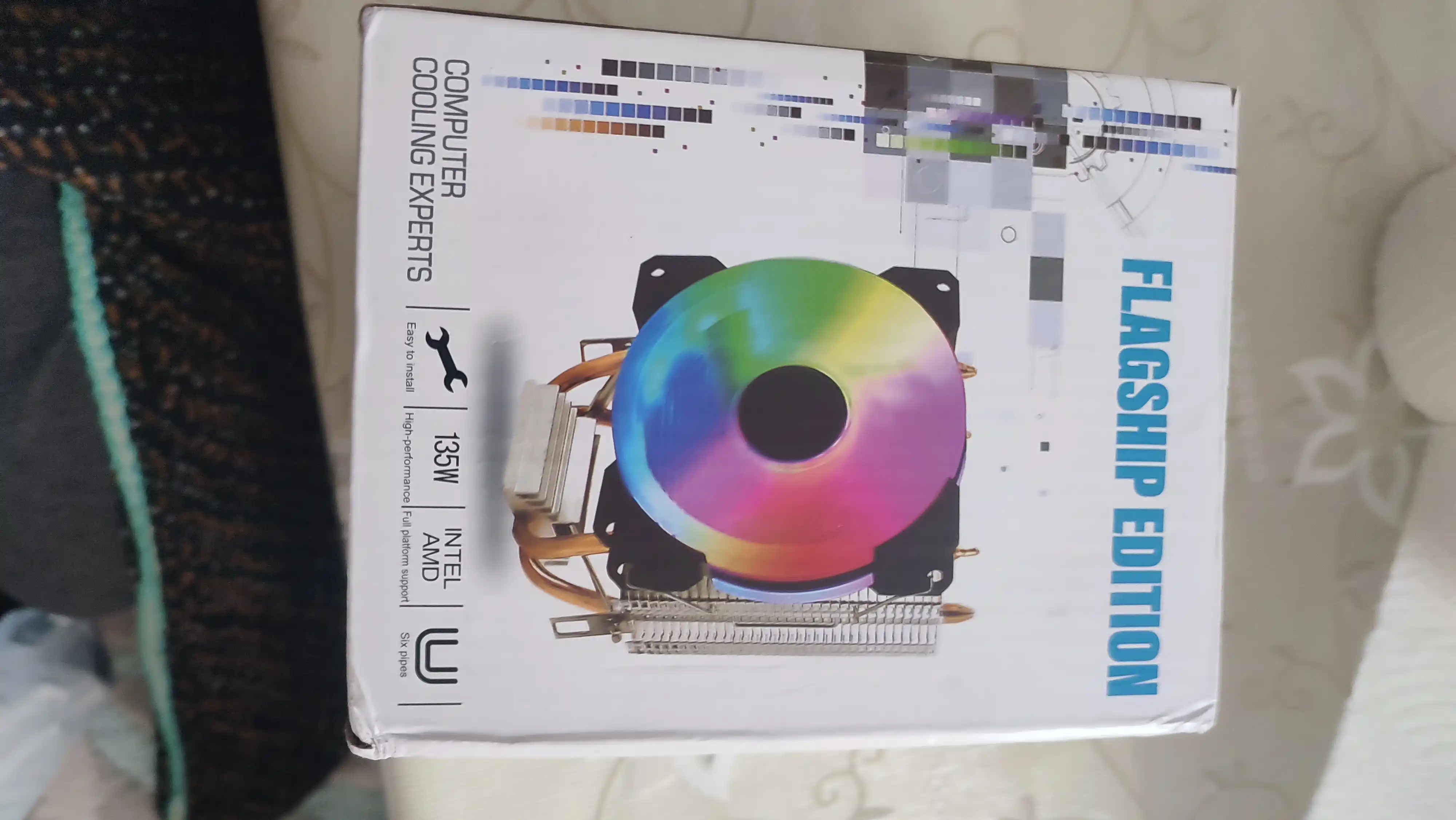 RGB kuller, LED, 2200 RPM, protsessor uchun minora kuller, 2ta trubkali Intel va AMD uchun