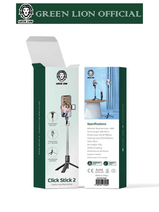 Shtativ selfi tayoqcha Green Lion Click stick 2, boshqaruv pult bilan, monopod