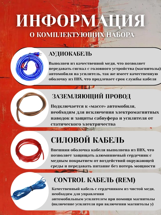 Sim tolalari the Poem X 9, audio kuchaytirgichlar uchun kabel